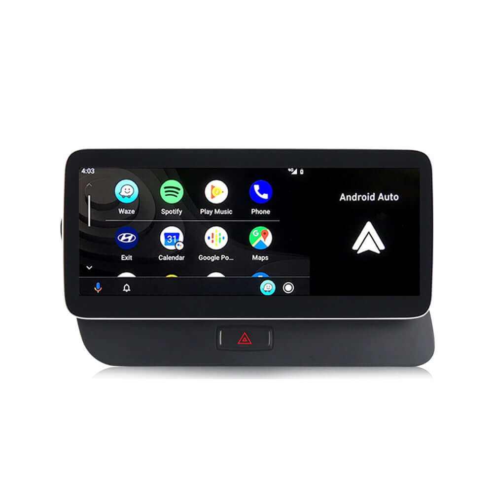 Audi Q5 10.25" head unit displaying Android Auto interface for CarPlay and Android auto upgrade.