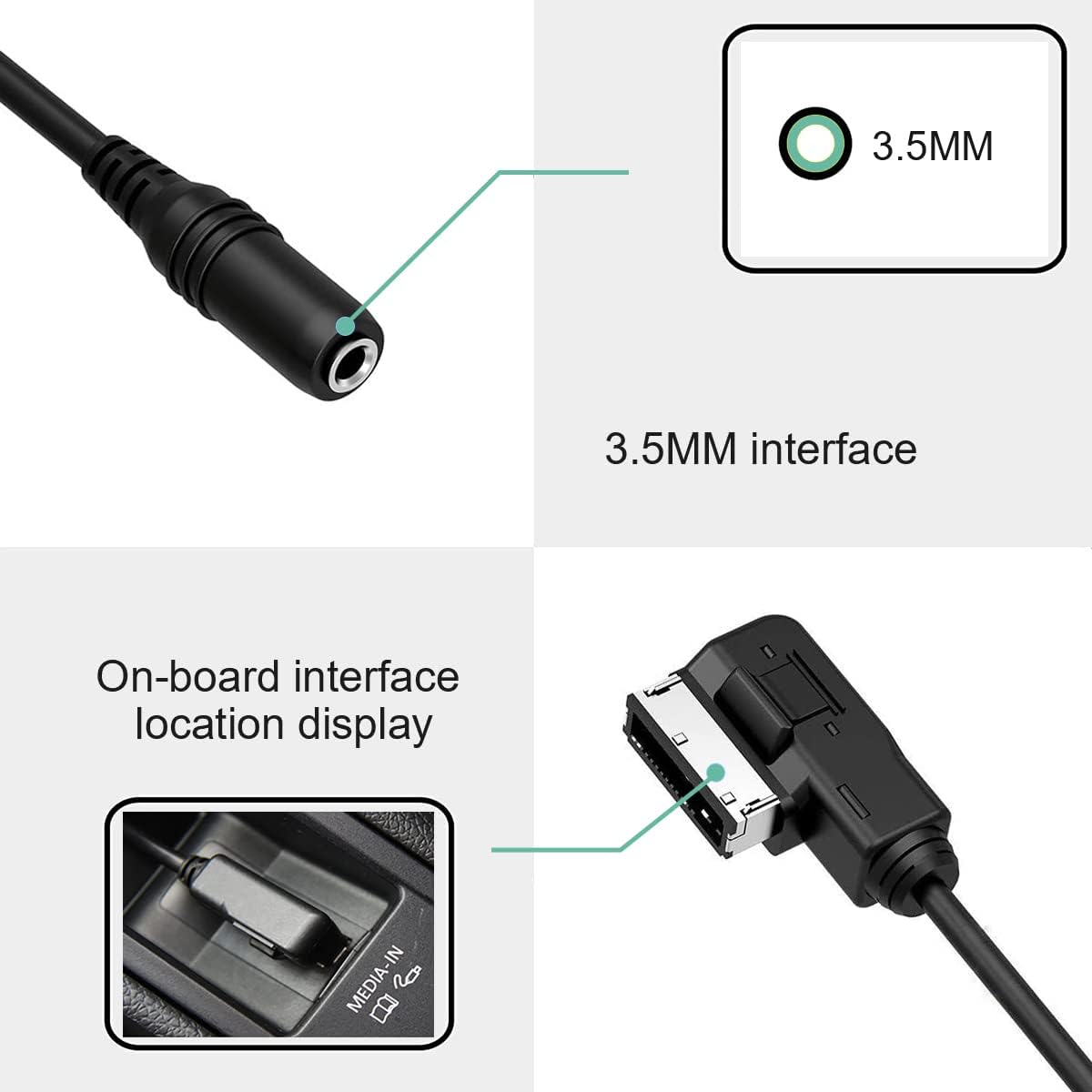 AMI MMI Music Interface to 3.5mm Female Audio Cable For Audi